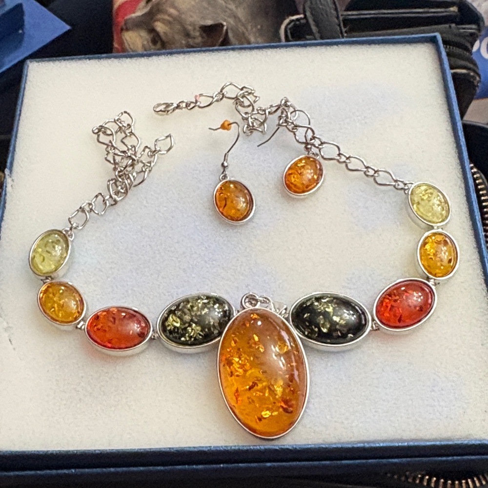 Elegant Multicolor Amber Necklace